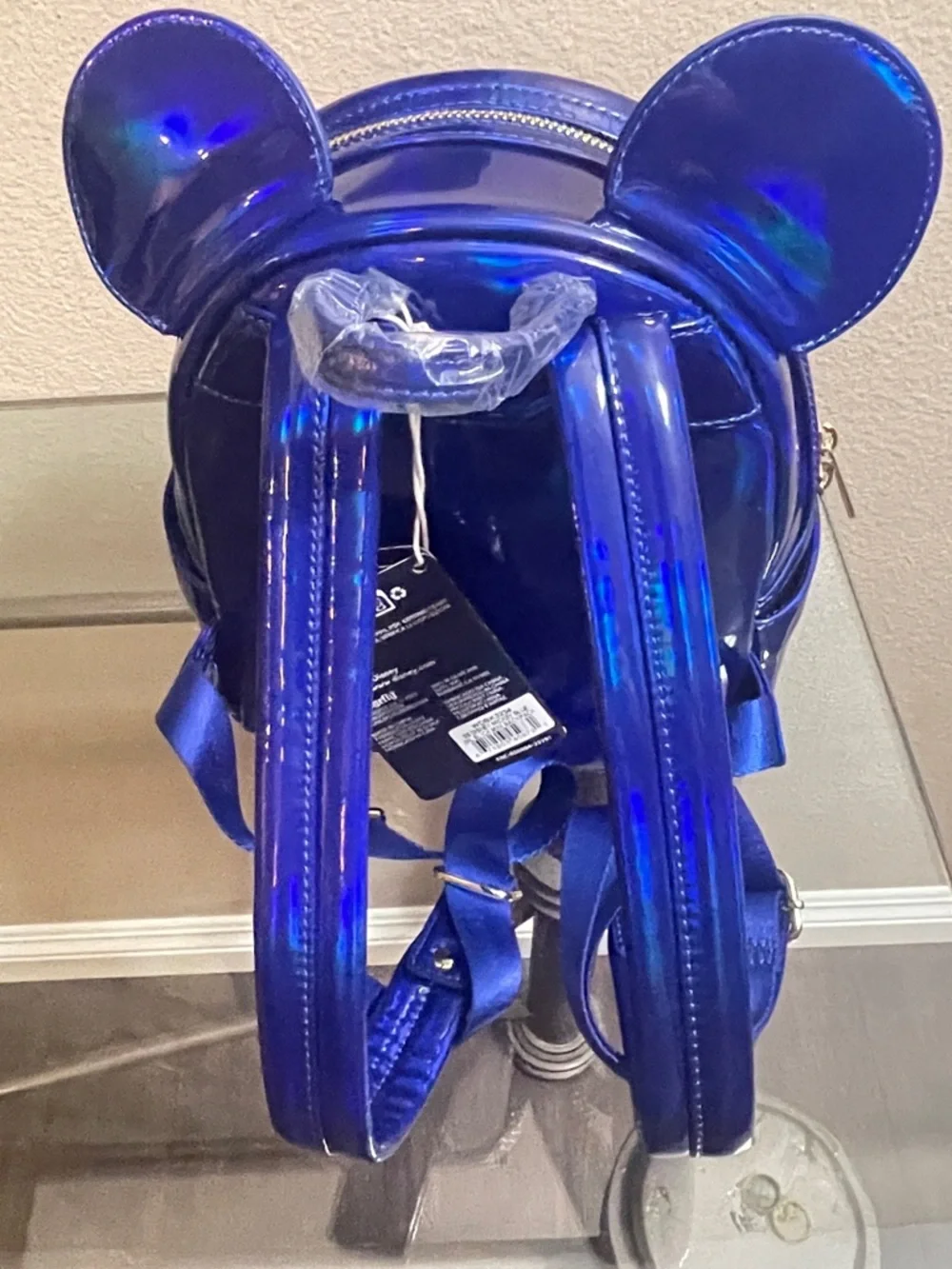 Loungefly Disney Mickey Mouse Iridescent Blue Mini Backpack - Picture 3 of 4